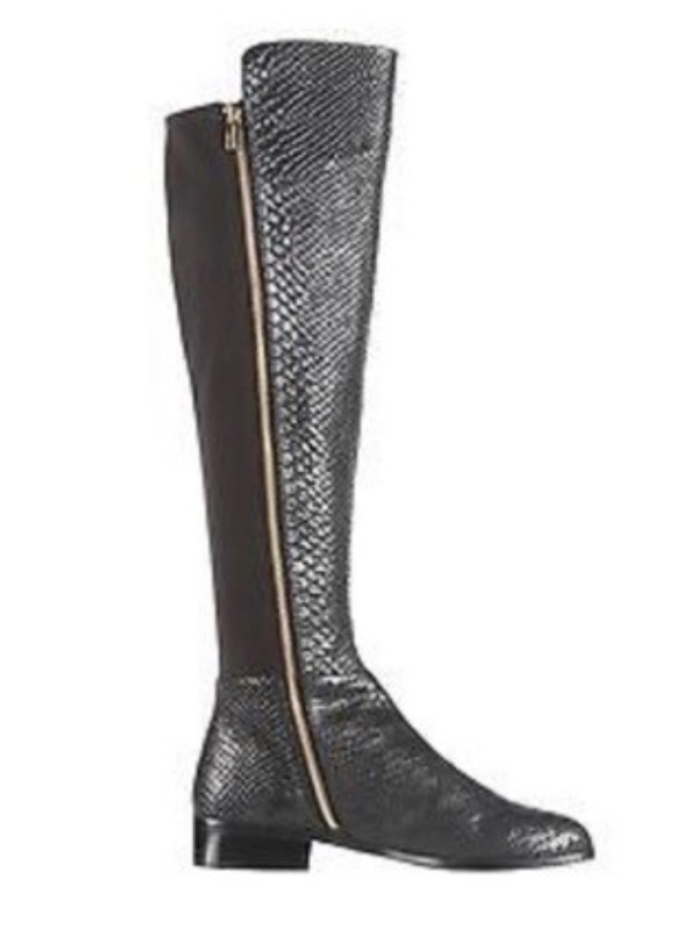 Michael Kors Bromley Black Over The Knee Riding Boot with Gold Hardware